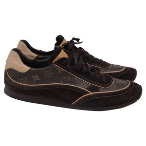 Louis Vuitton Monogram Low-Top Sneakers in Brown Suede and Coated Canvas